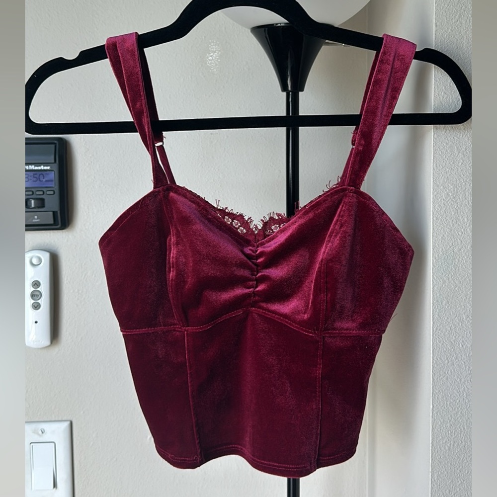 Abercrombie & Fitch Burgundy Smocked Top